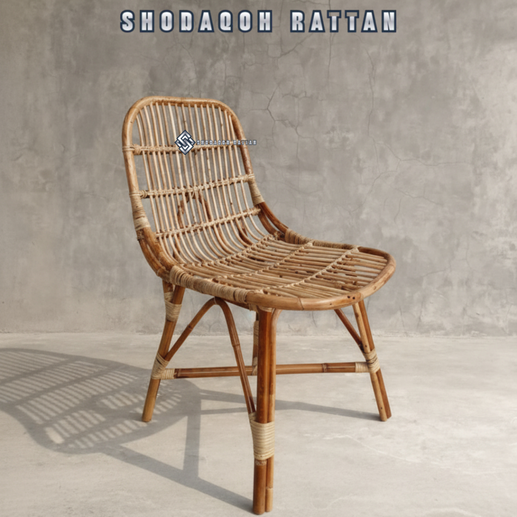 Minimalist Avoca Rattan Cafe Terrace Chair with Cushion / Genuine ...
