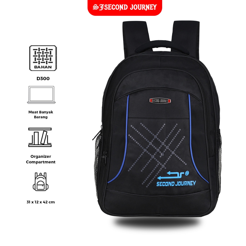 SECOND JOURNEY SJ Grid List School Backpack Black Men's School Bag ...