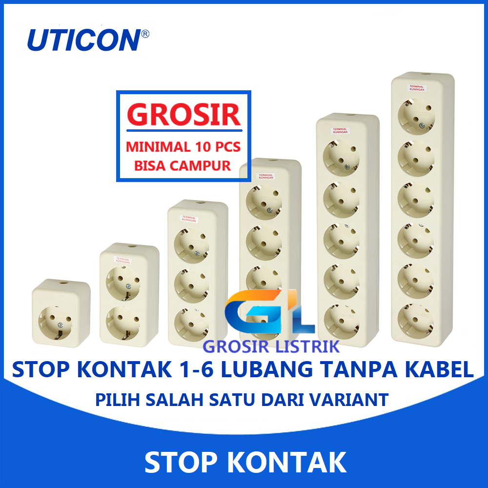 (WHOLESALE) UTICON Grounded Socket 1 - 6 Holes Brass Terminal Plug 1 2 ...