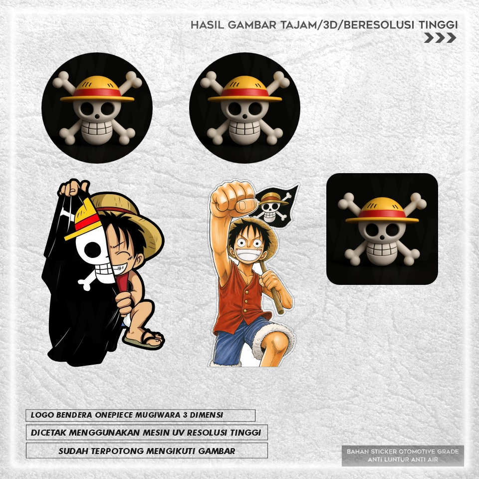ONEPIECE STICKER PACK FOR MOTORCYCLE BODY - HELMET - CASING 5PCS ...