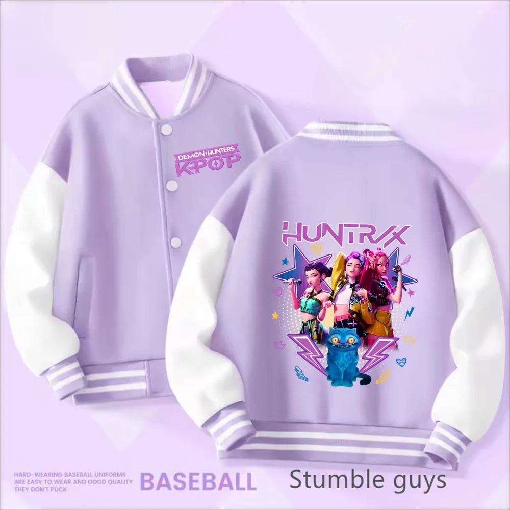 HUNTRIX KPOP DEMON HUNTERS HUNTER RUM Girls' Varsity Jacket Ages 1-18 ...