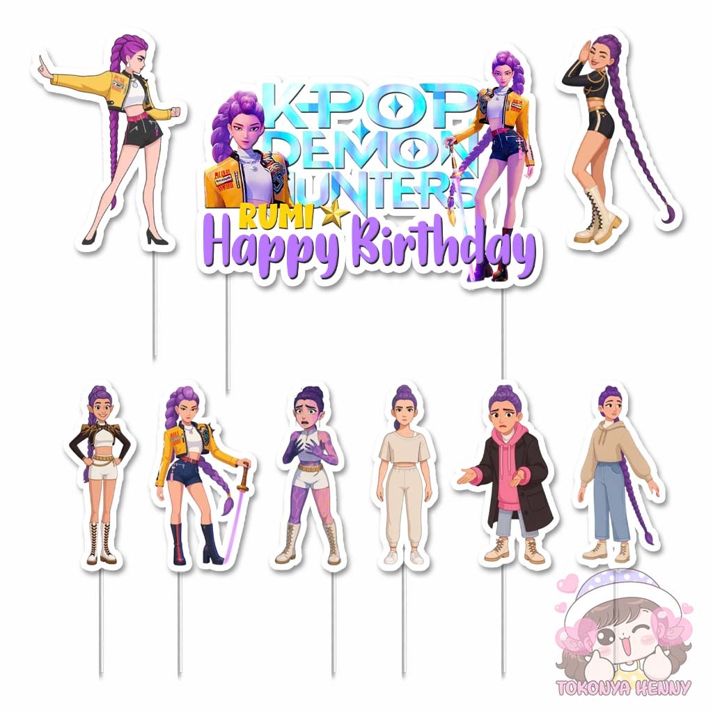 Children's Birthday Cake Topper with RUMI HUNTRIX KPOP DEMON HUNTERS ...