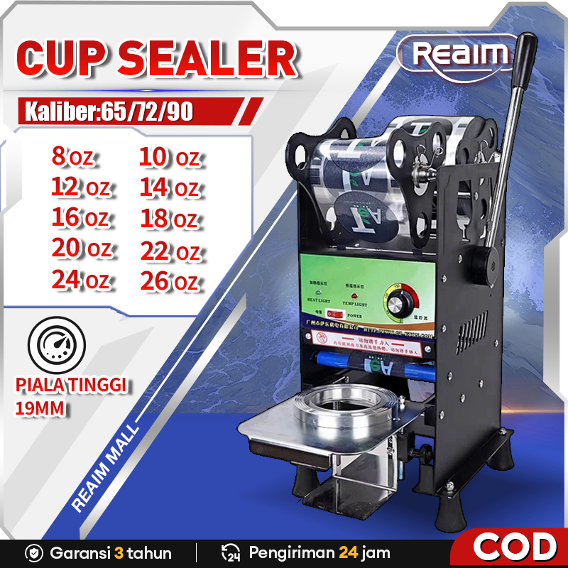 MESIN Reaim Cup Sealer 8oz - 26oz Machine, Plastic Cup Press Sealing ...