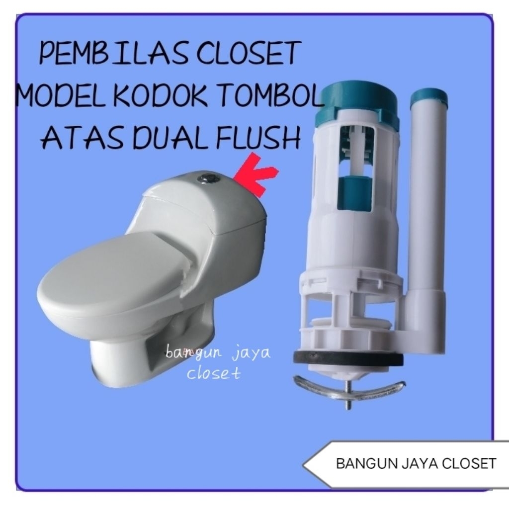Frog-shaped toilet flusher. Monoblock toilet flusher. Toilet tank ...
