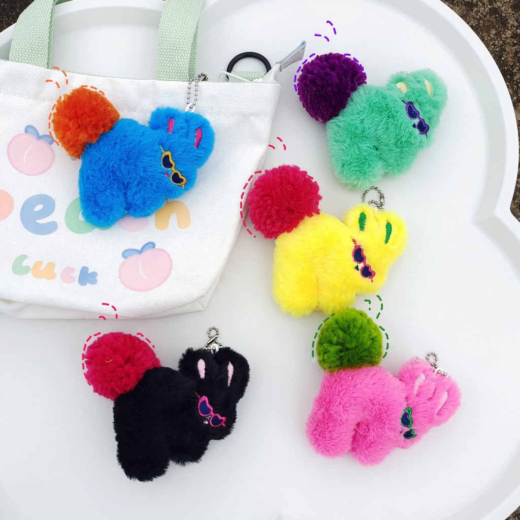 GANTUNGAN Plush Rabbit Keychain with Glasses, Rabbit Doll Bag Keychain ...