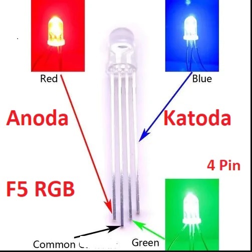 LED F5 RGB Diffused 4P 4 Pin 5MM RED GREEN BLUE Multi Color COMMON ...