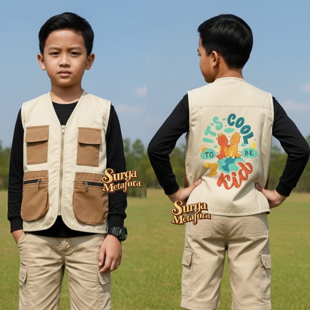 Safari Cargo Vest for Boys and Girls Ages 2-12 Years | Screen Printed ...