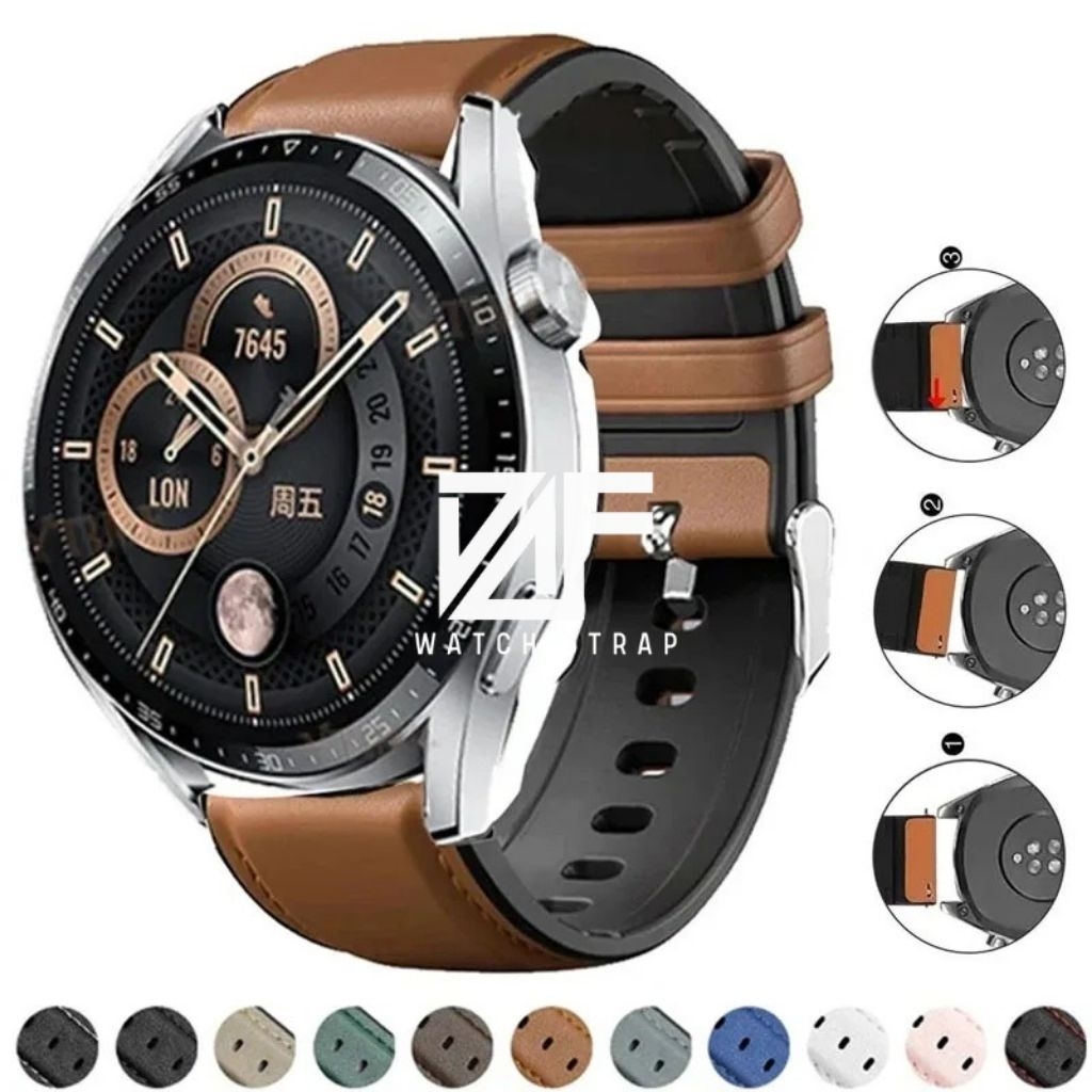 DAF 20mm 22mm Leather and silicone hybrid strap anti-allergy watch ...