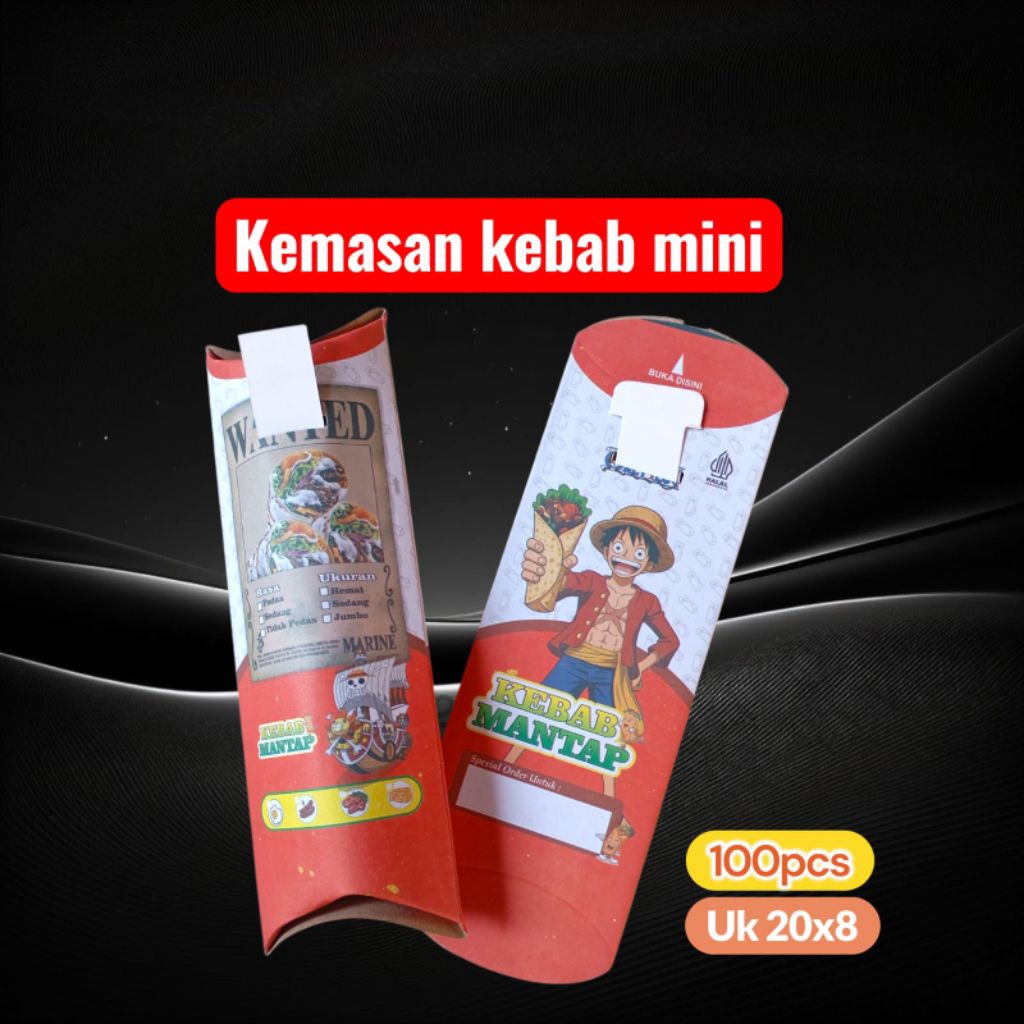 @100pcs mini kebab box packaging paper size 20x8 one piece image ...