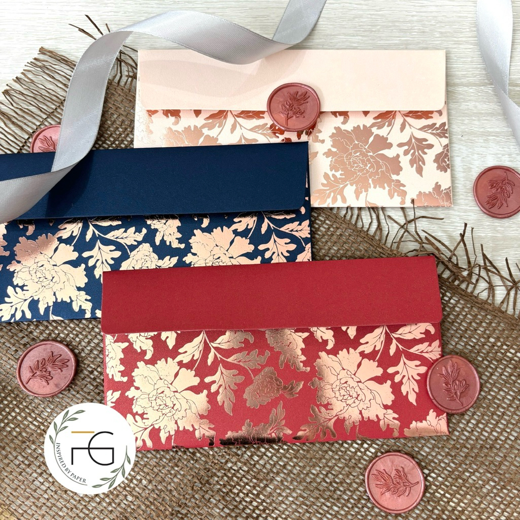 Luxury Peony Angpau Money Envelopes 5pcs, 9x17cm Sampul Duit Raya ...
