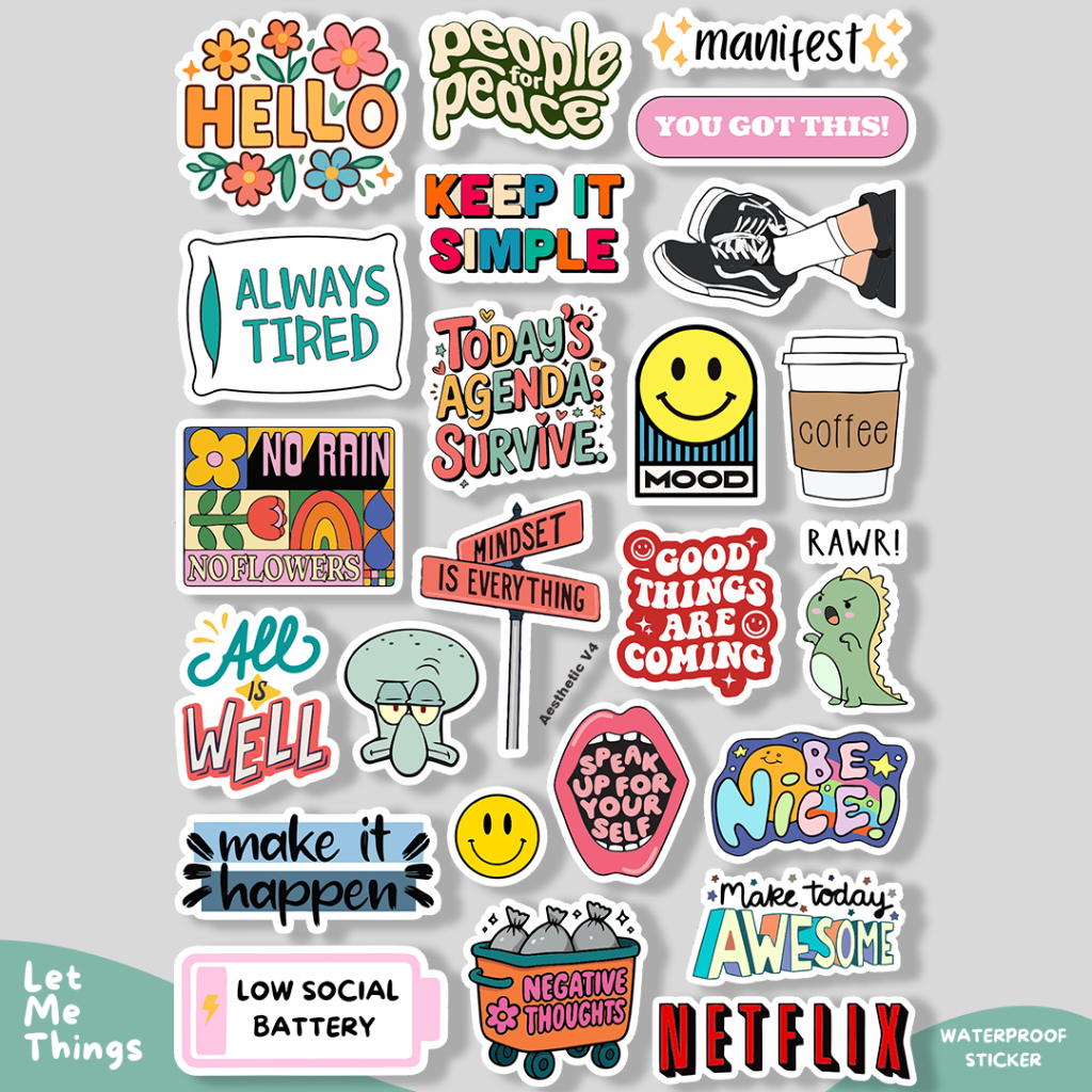 HP Cute Aesthetic Stickers Waterproof Girls Quotes For Helmet Casing 