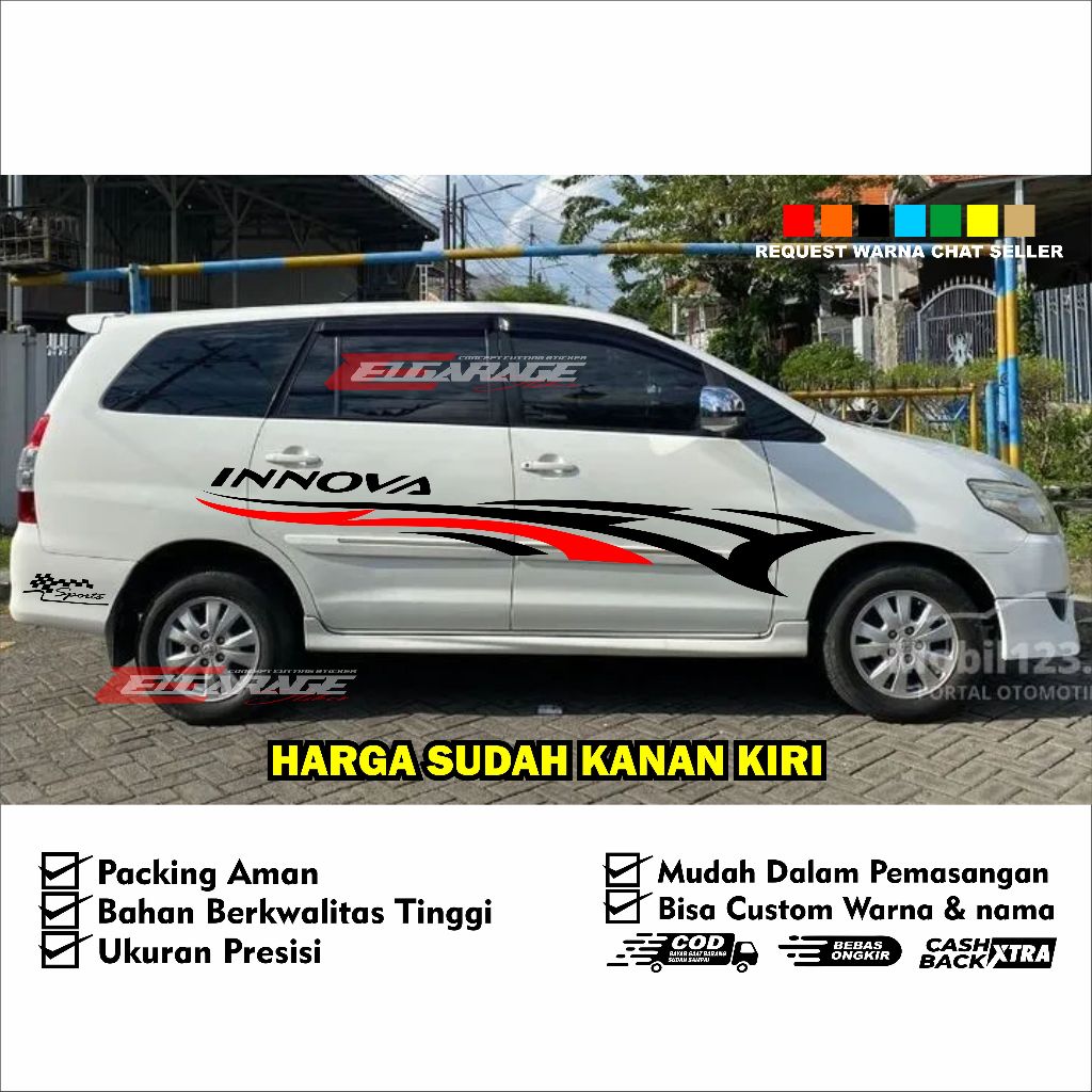 Cutting stickers for Toyota Innova cars, minimalist list stickers for ...