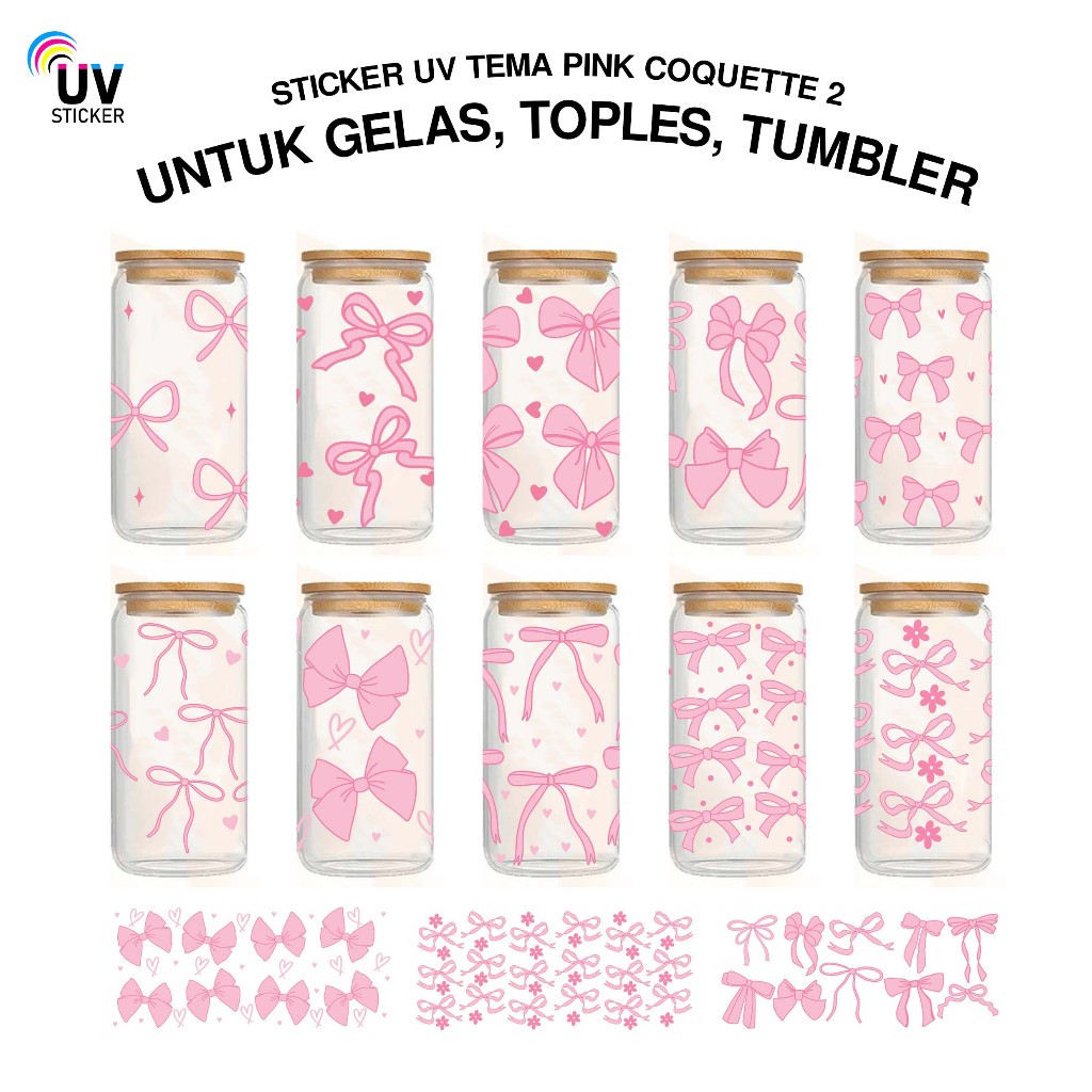 UV STICKERS - PINK COQUETTE THEME 2 FOR GLASS, JARS, TUMBLERS | Shopee ...