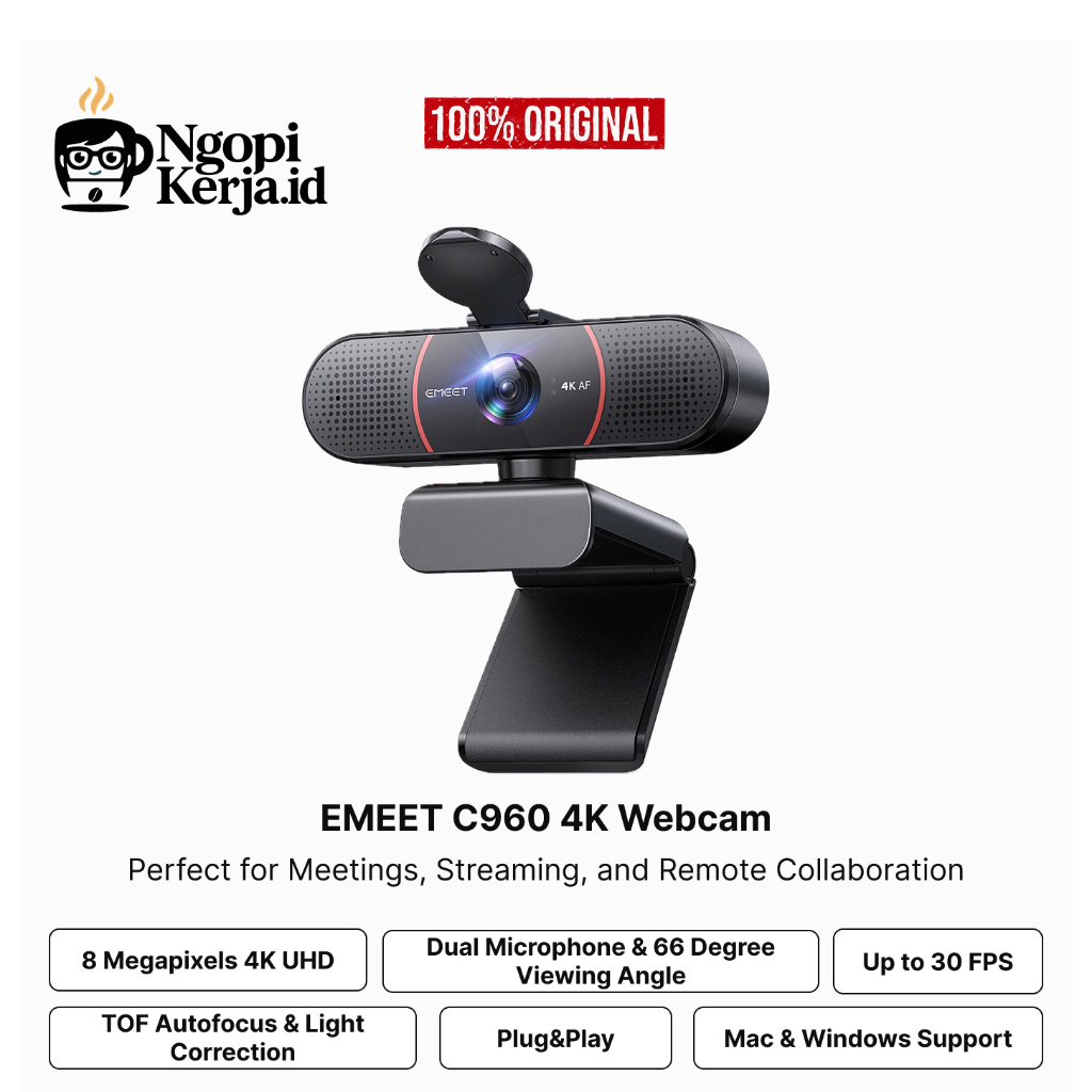 EMEET Smartcam C960 4K Ultra HD Autofocus Webcam with Dual Microphone ...