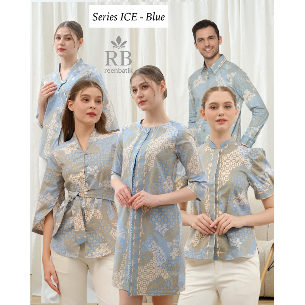 Batik Couple Series ICE Blue Batik Uniform/ Couple Batik/ Couple Batik ...