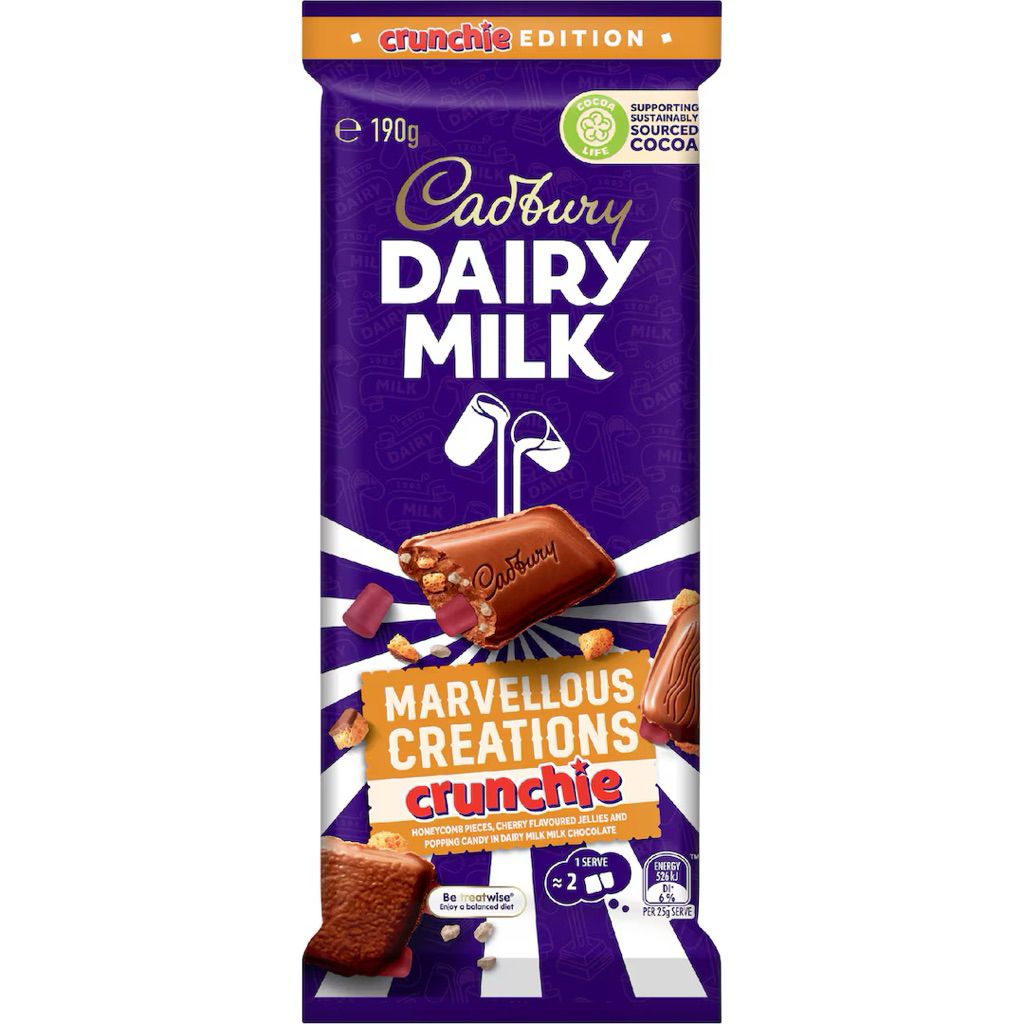 Cadbury Dairy Milk Marvelous Creation Crunchie Chocolate Block 190g ...