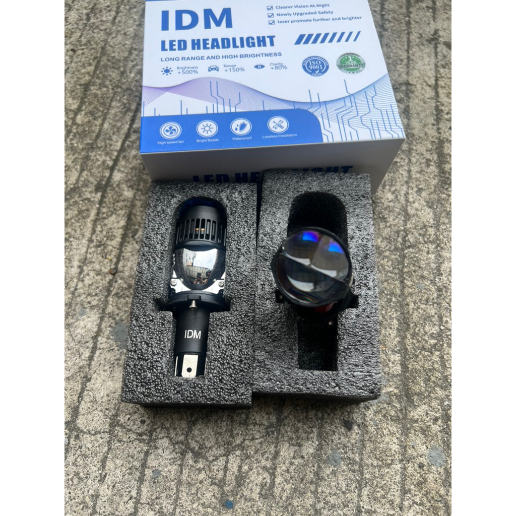 H4 Mini LED Headlight IDM A90 Series Projector Motorcycle Car AC DC ...