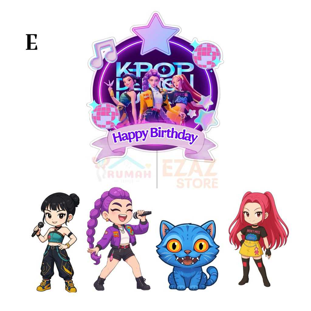 DEMON HUNTRIX, topper cake k-pop demon huntrix | Shopee Malaysia