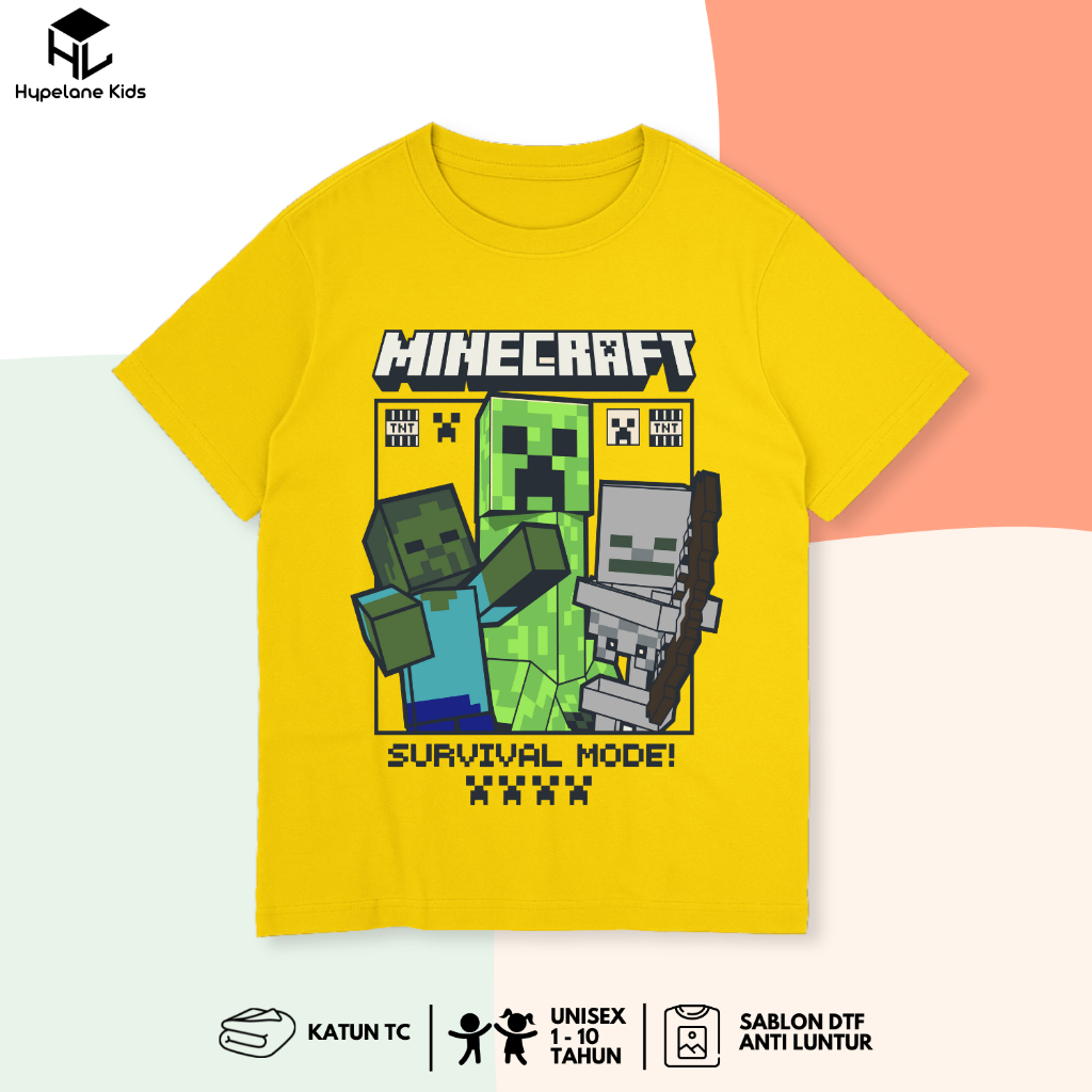 Minecraft Distro T-Shirt Tops for Boys Minecraft Survival Characters ...