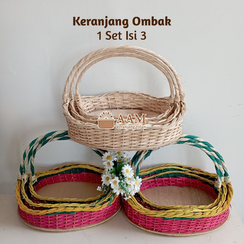 Rattan basket - wave-shaped fruit basket 1 set contains 3 pieces ...