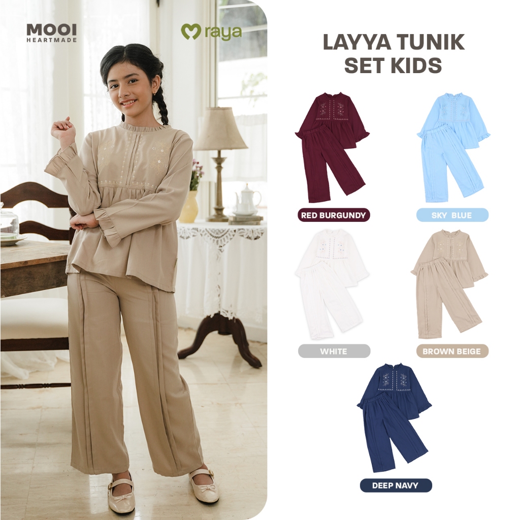 Mooi Girls' Raya Collection Layya Tunic Set Basic Series 2026 Baju Raya ...