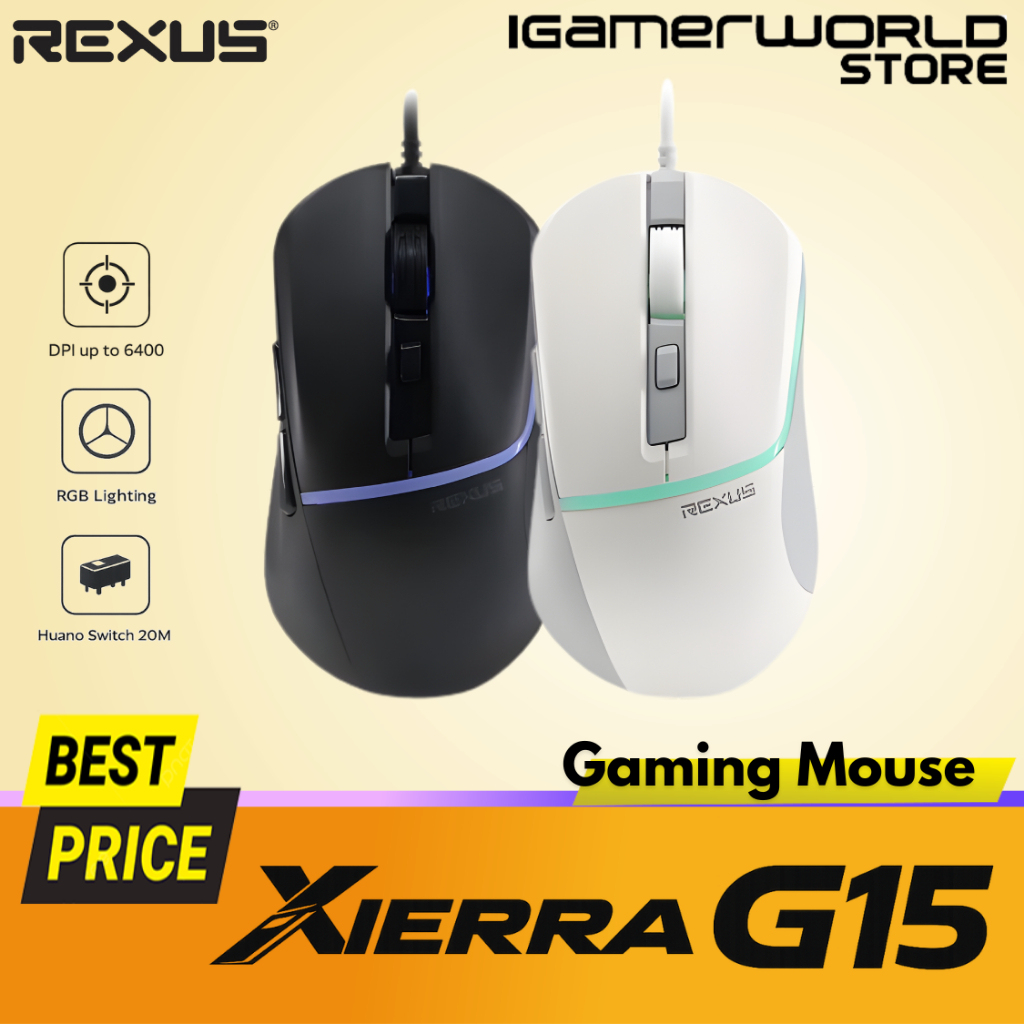 Rexus Xierra G15 Wired RGB 6400 DPI Optical Gaming Mouse | Shopee Malaysia