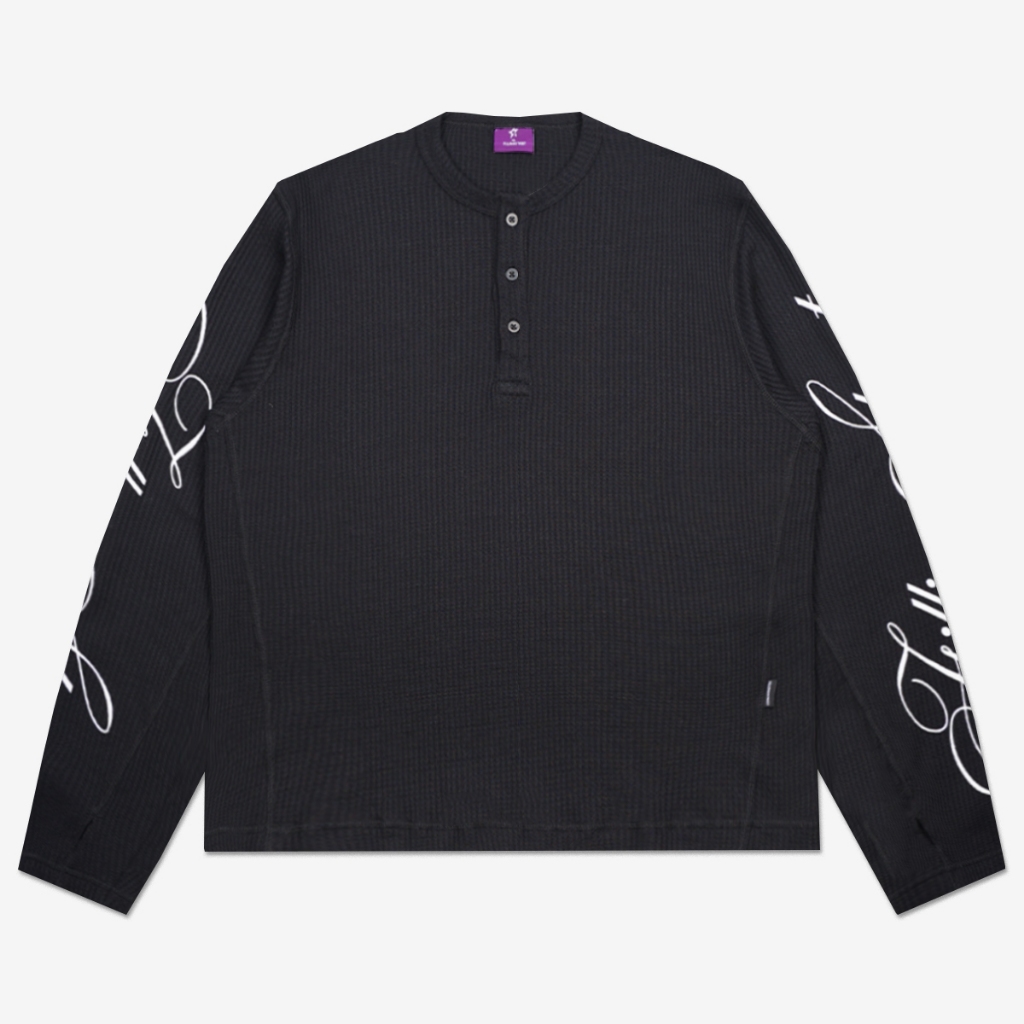 Long Sleeve Waffle Fitted Fillingstreet - Steat Black | Shopee Malaysia