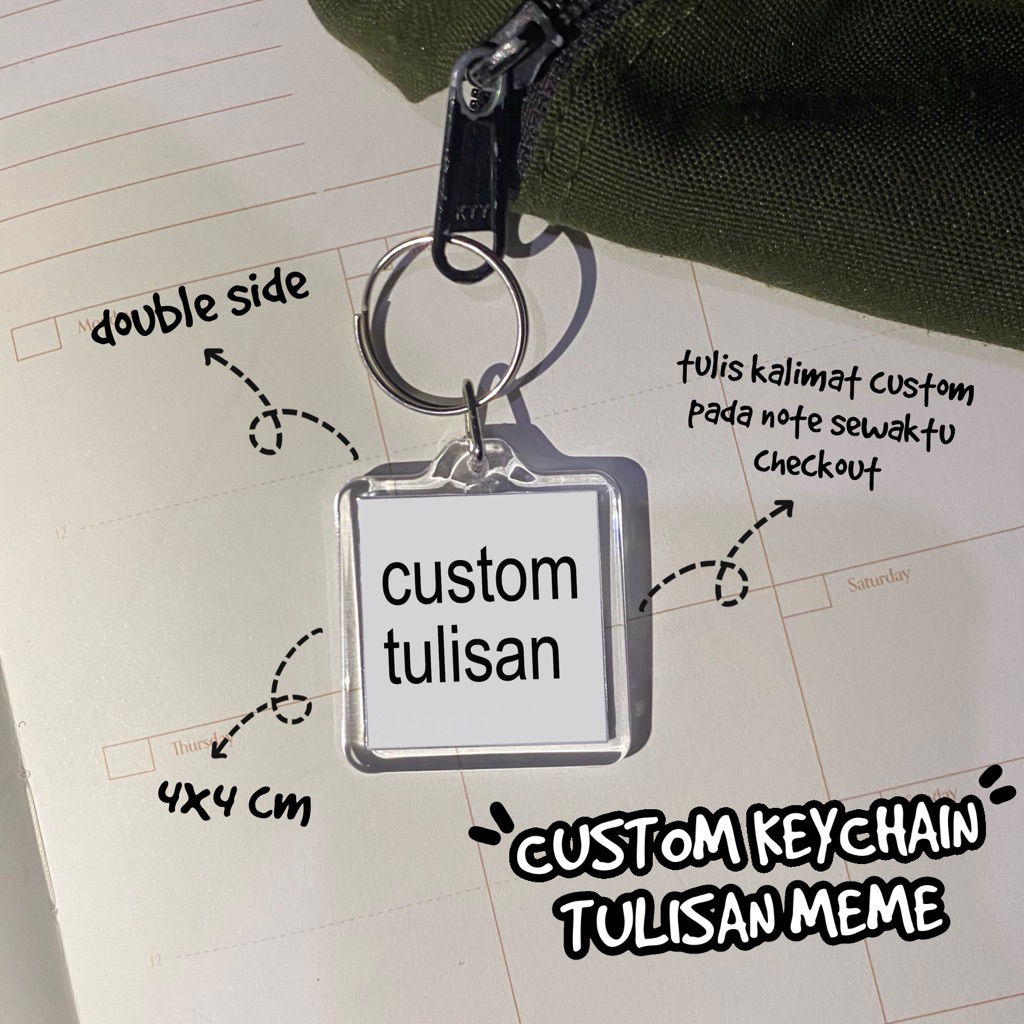GANTUNGAN CUSTOM KEYCHAIN MEME KEYRING CUTE WRITING KEYCHAIN AESTHETIC ...
