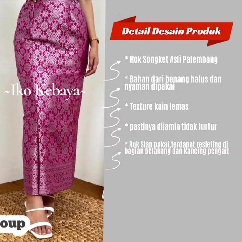 Premium Span Songket Skirt with Front Slit, Instant//, Span Songket ...