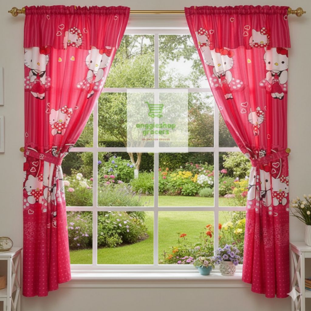HELLOKITTY Hello Kitty Curtains with Drawstring Doors and Windows Size ...