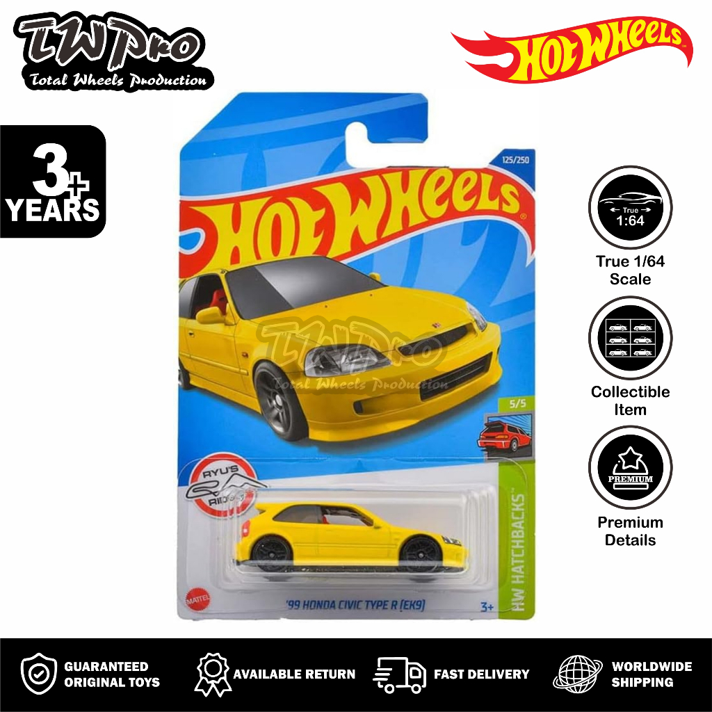 Hot Wheels 2022 '99 Honda Civic Type R EK9 Yellow HW Hatchbacks - Ryu's ...