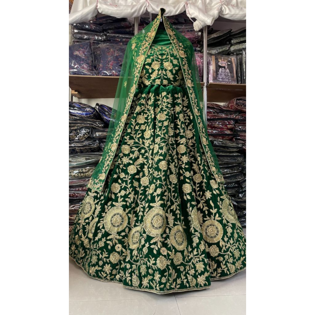 Indian bridal lehangas Lehenga model full swarosky embossed embroidery  luxury wedding dress | Shopee Malaysia