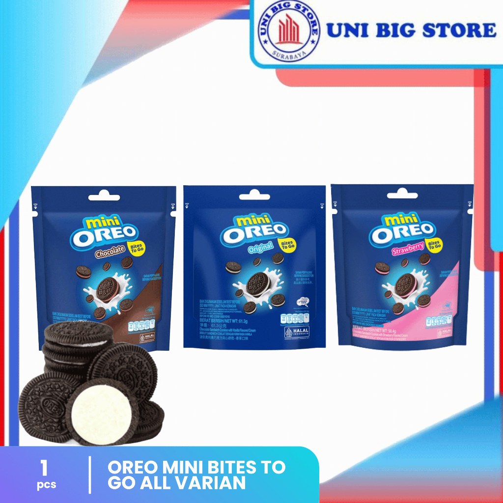 Oreo Mini Bites To Go Cookies Original Chocolate Strawberry Pouch 61.3 ...