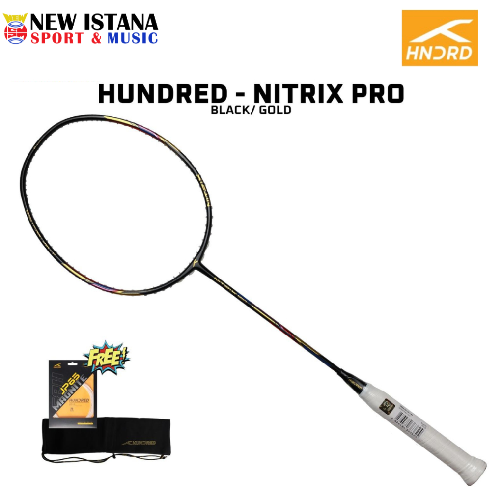 HUNDRED Nitrix Pro Black Gold Badminton Racket | Shopee Malaysia