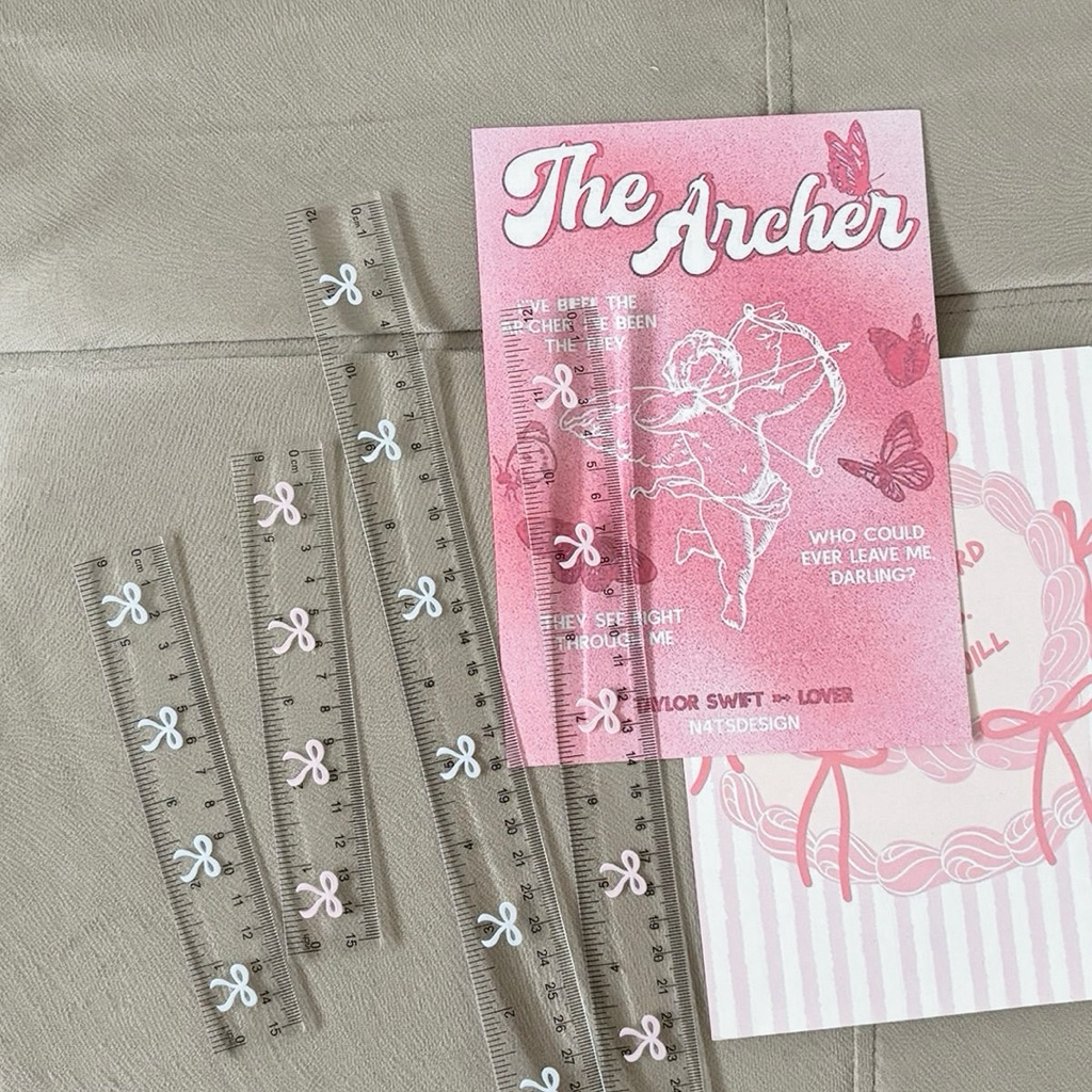 Mocorie - Beviora Coquette 15cm 30cm Ruler Pink Ribbon Ruler/ Length ...