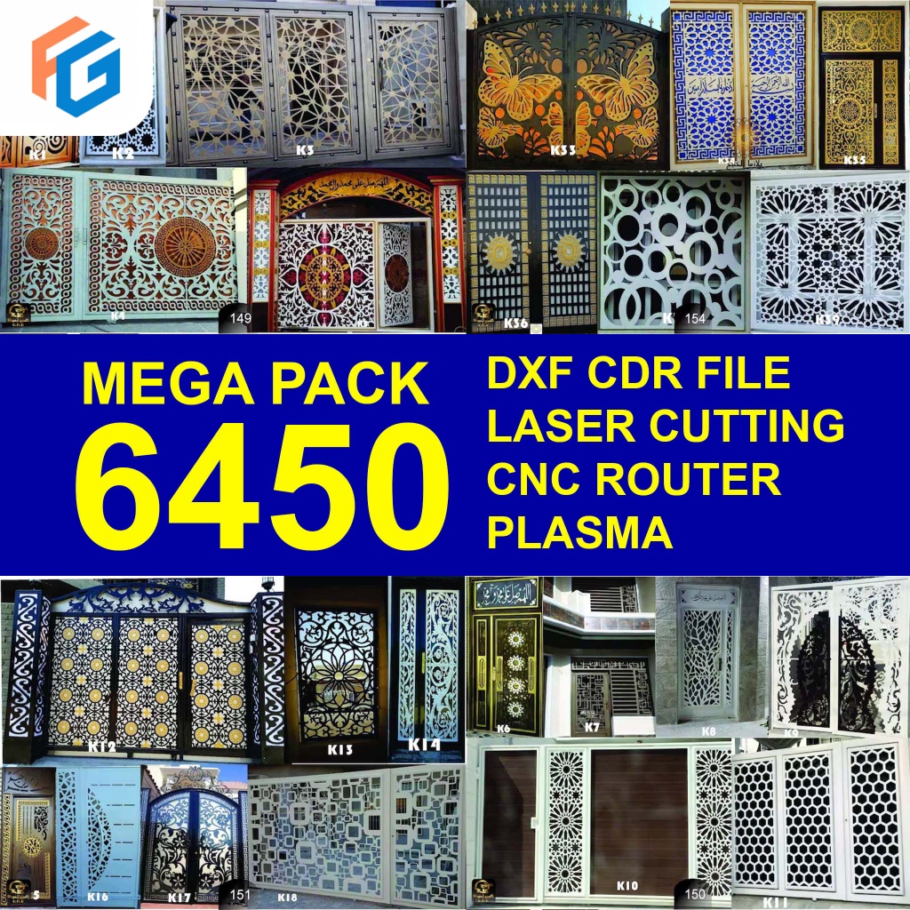 6450 cdr jpg and dxf File CNC plasma router laser cutting bundle panel ...