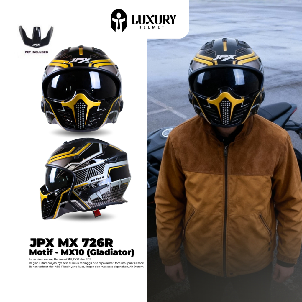JPX MX 726R MX10 Gladiator Modular Helmet Helmet Motor Helmet Full Face ...