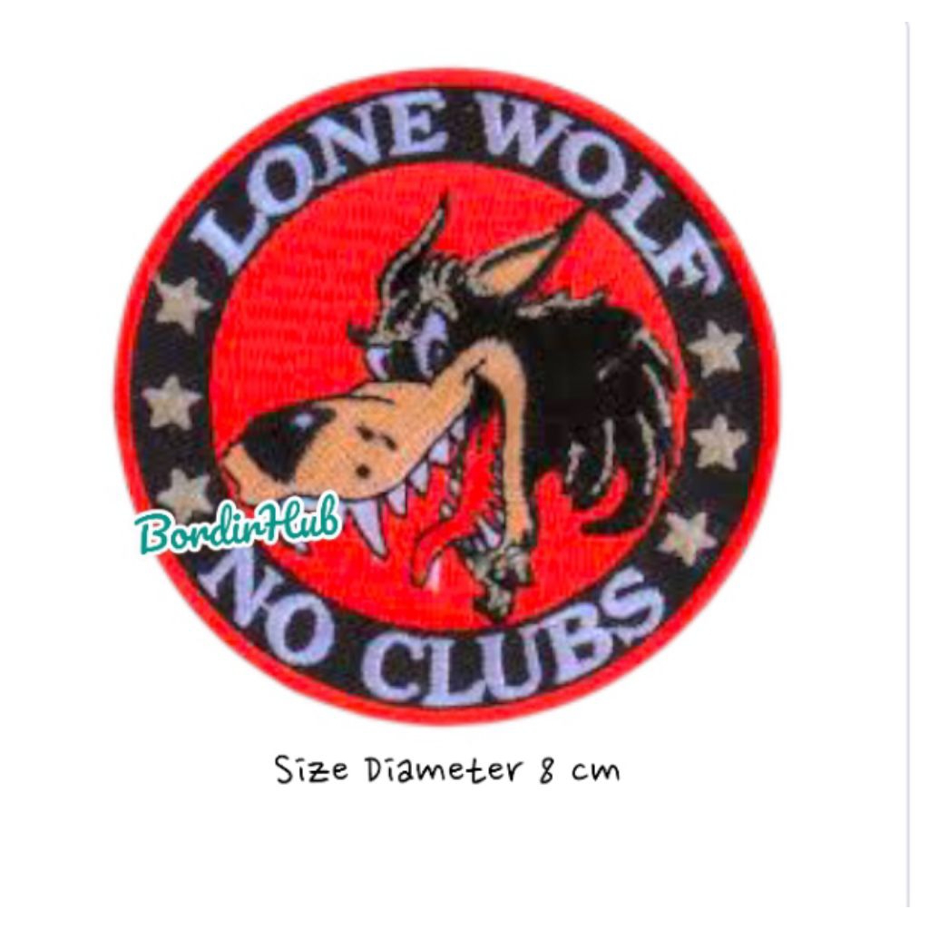No Club Lone wolf Rider white motorcycle emblem embroidery patch ...