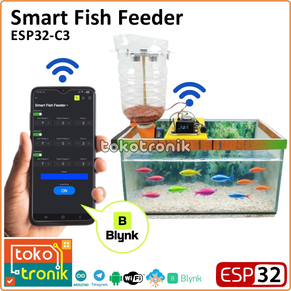 ESP32 Smart Fish Feeder Starter Kit IoT + RTC + OLED + Servo ...