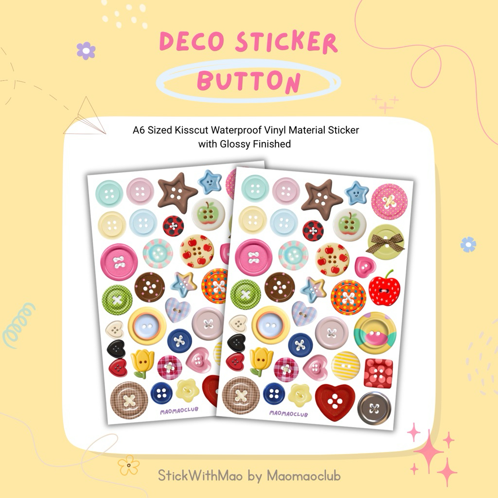 Button Deco Sticker Sheet Junk Button for Journaling by StickWithMao ...