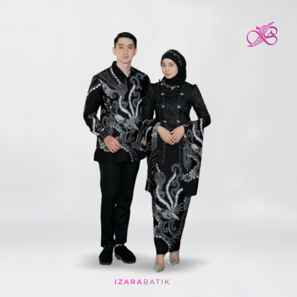 IZARABATIK - Kutubaru Rastri Black Modern Batik Kebaya Set for Couples ...