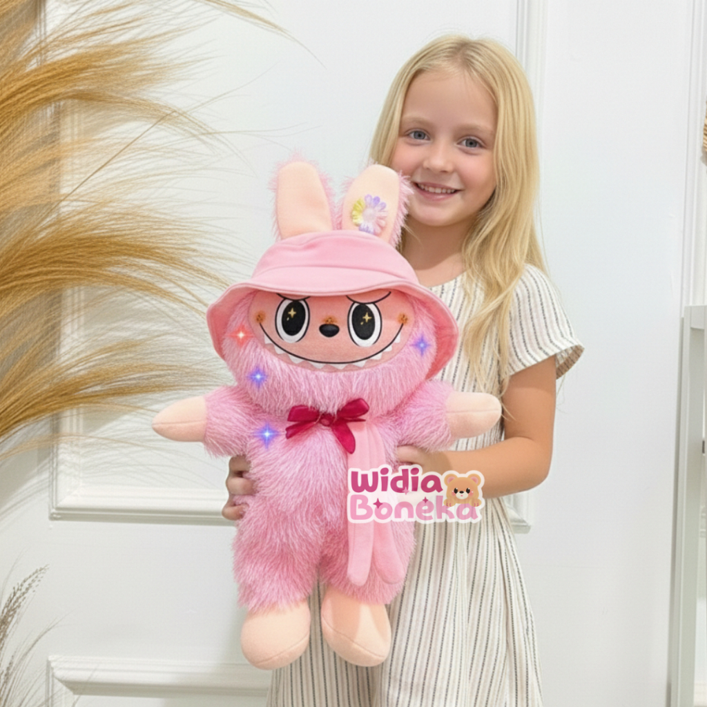 Labubu Doll Size S 38cm Equipped with LED Lights & Hat Scarf | Shopee ...