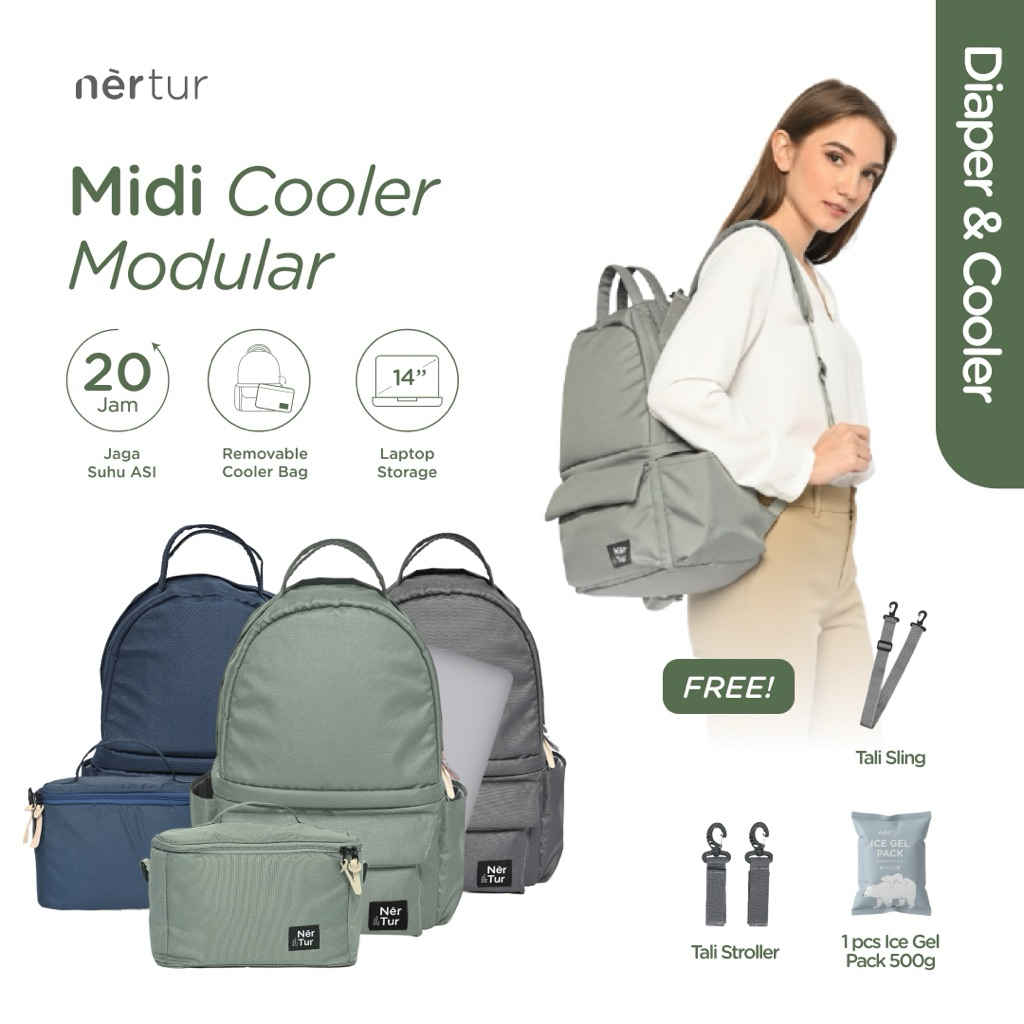 NERTUR Baby Gear Bag Diaper Bag Cooler Bag Midi Cooler Modular
