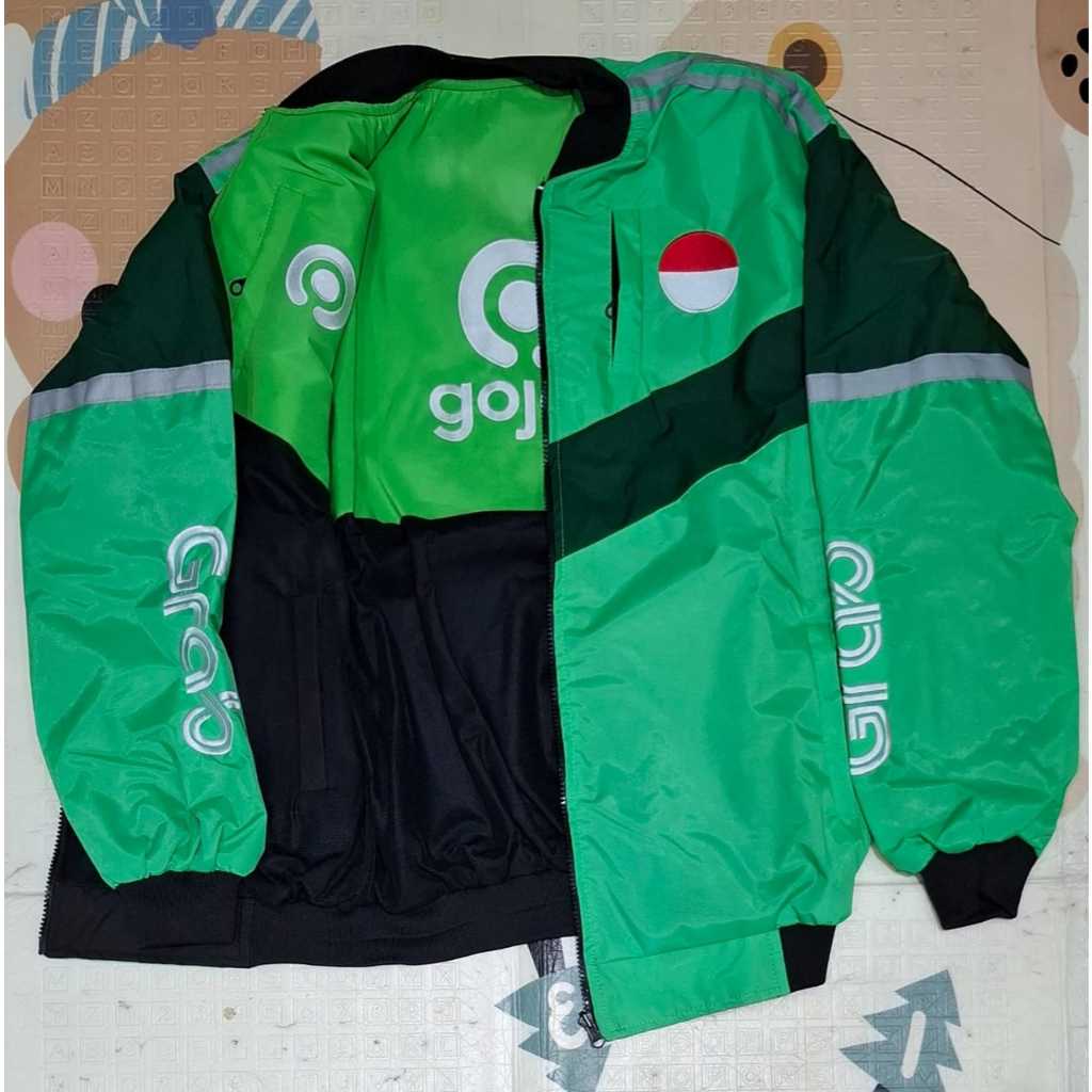 Original grab gojek jacket, half black, cool, waterproof embroidery ...