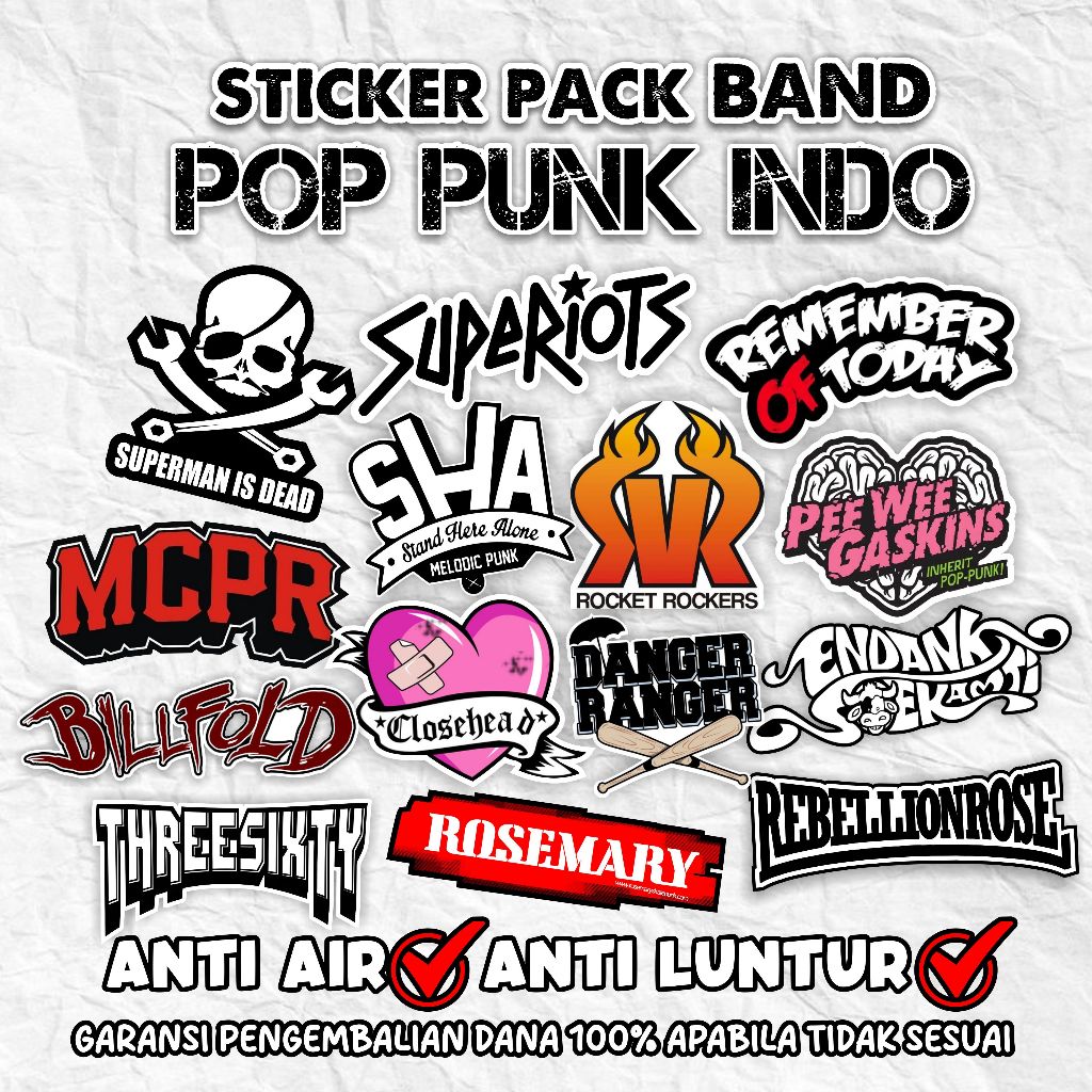 HP SyndicatMusicMerch STICKER BAND POP PUNK INDIE 14PCS Waterproof ...