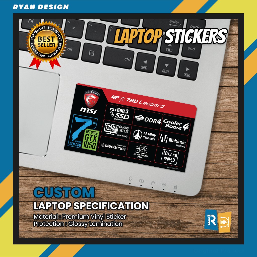 MSI GP72 7RD Leopard Vinyl Glossy Specifications Sticker Laptop ...