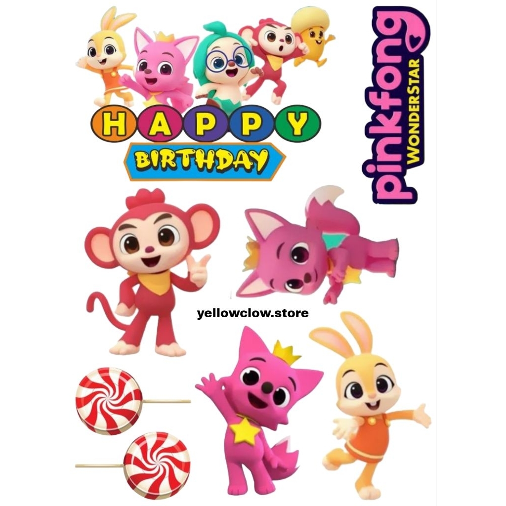 Pinkfong/ Topper Custom Cake Topper Pinkfong Name/ Pinkfong Birthday ...