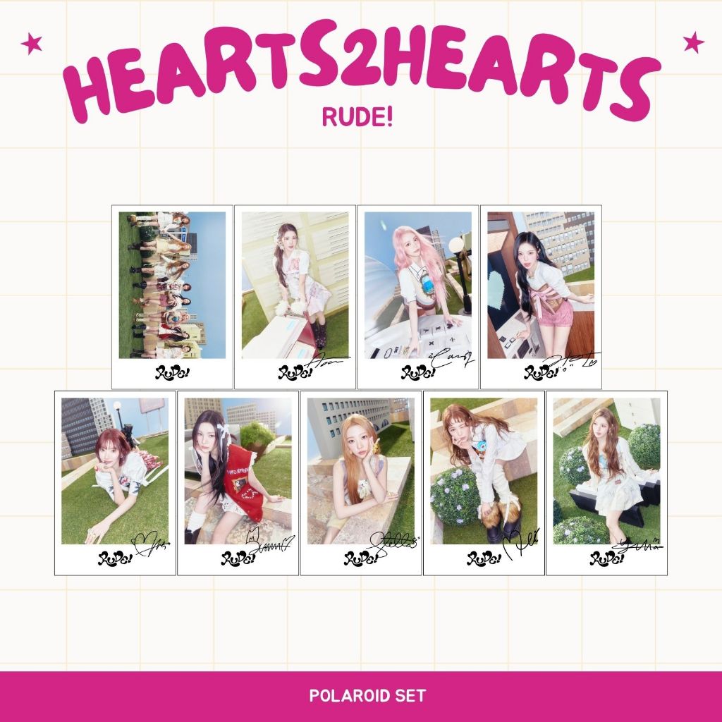 HEARTS2HEARTS PATTERN RUDE 9 PCS KPOP UNOFFICIAL H2H CARMEN JIWOO YUHA ...