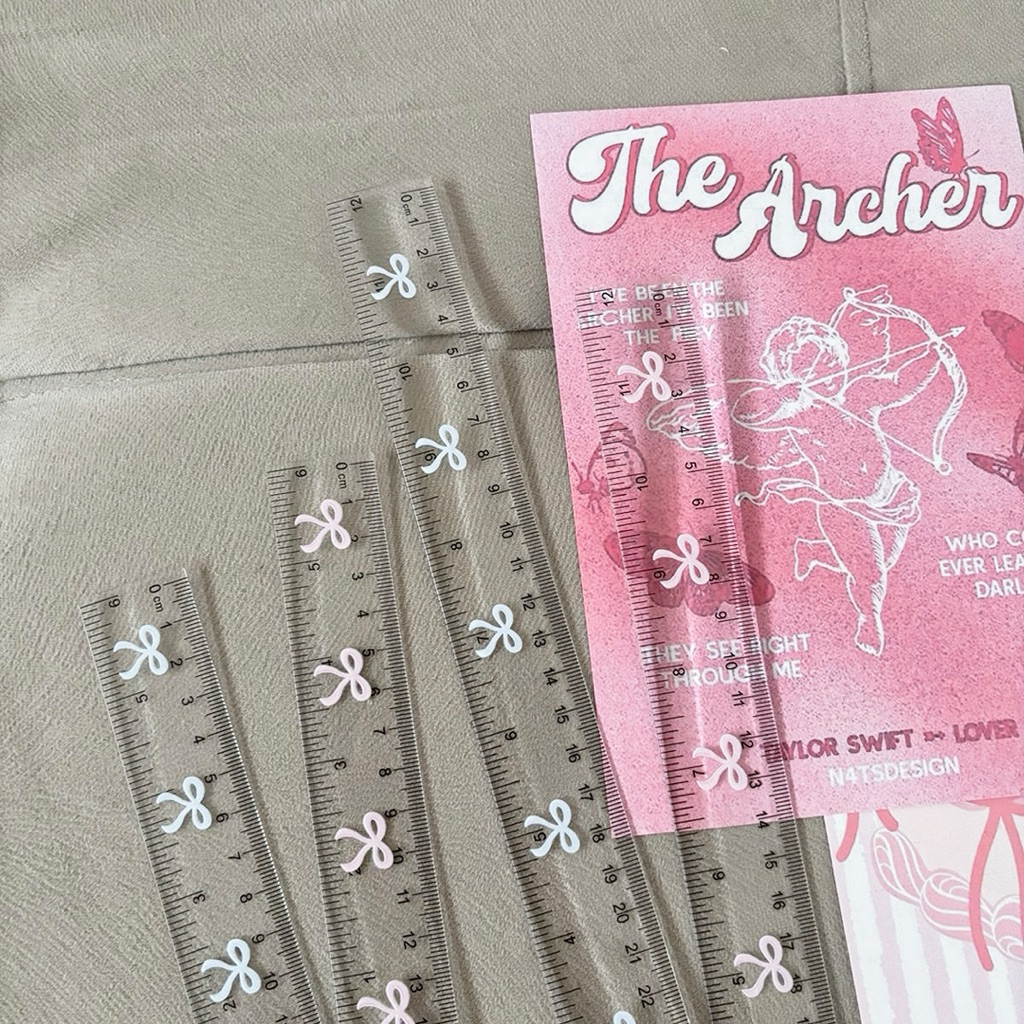 Mocorie - Beviora Coquette 15cm 30cm Ruler Pink Ribbon Ruler/ Length ...