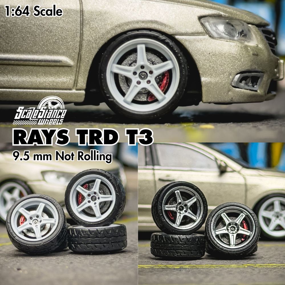 Diecast Rims TRD T3RAYS Size 9.5mm Scale 1:64 Scale Stance Mini Scale ...
